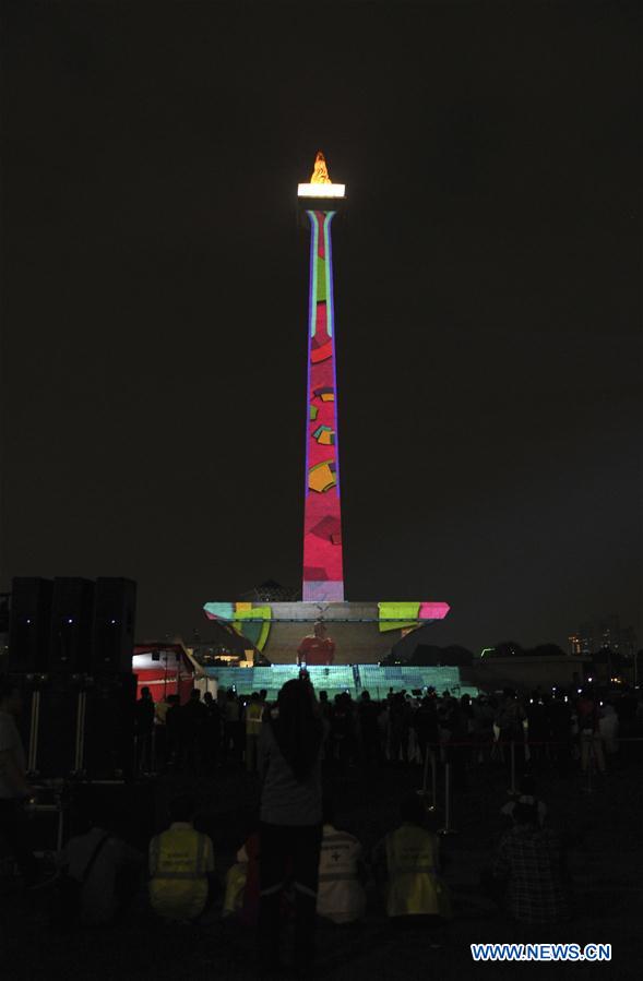 (SP)INDONESIA-JAKARTA-NATIONAL MONUMENT-VIDEO MAPPING