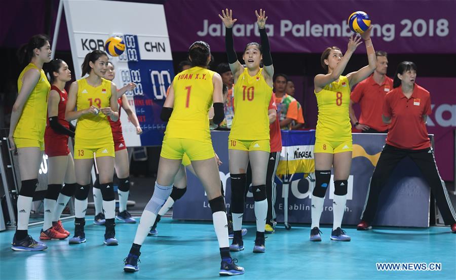 (SP)INDONESIA-JAKARTA-ASIAN GAMES-WOMEN'S VOLLEYBALL-CHINA VS SOUTH KOREA