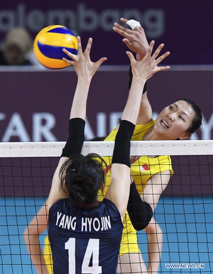 (SP)INDONESIA-JAKARTA-ASIAN GAMES-WOMEN'S VOLLEYBALL-CHINA VS SOUTH KOREA