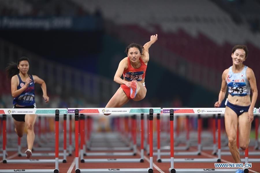 (SP)INDONESIA-JAKARTA-ASIAN GAMES-ATHLETICS-WOMEN'S 100M HURDLES QUALIFICATION