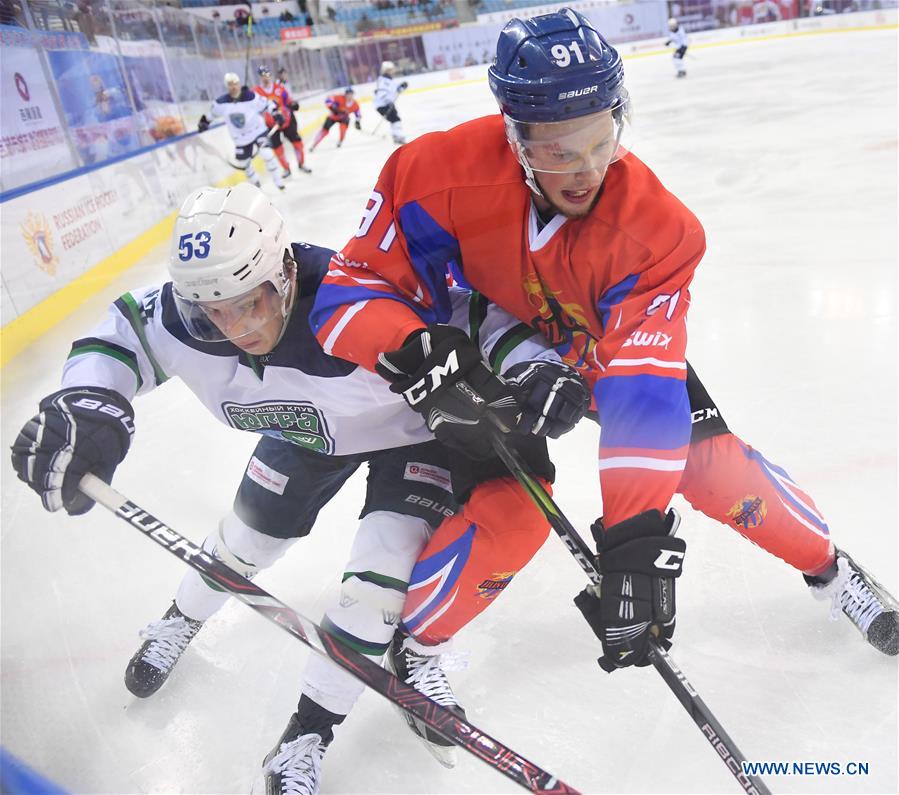 (SP)CHINA-CHANGCHUN-ICE HOCKEY-SILK ROAD SUPREME HOCKEY LEAGUE-TSEN TOU VS UGRA