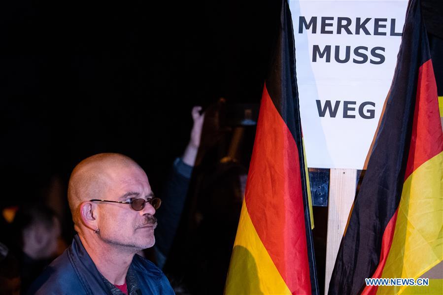 GERMANY-CHEMNITZ-MERKEL-DEMONSTRATION