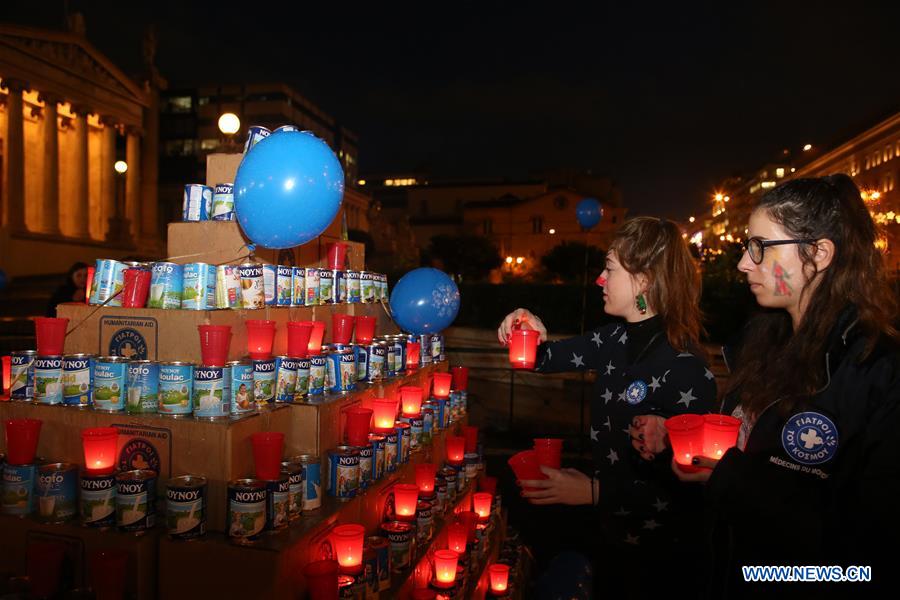 GREECE-ATHENS-MILK CANS-CHRISTMAS TREE