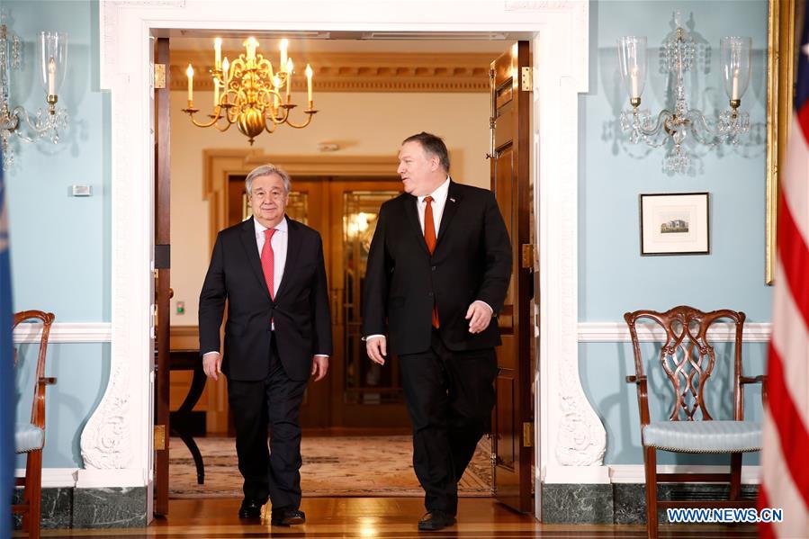 U.S.-WASHINGTON D.C.-POMPEO-ANTONIO GUTERRES-MEETING