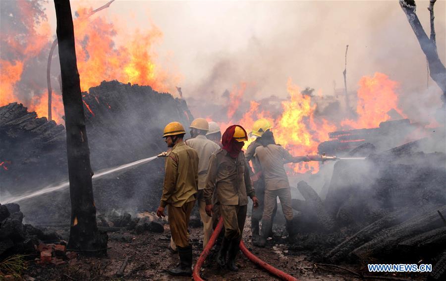 KASHMIR-JAMMU-TIMBER GODOWN-FIRE