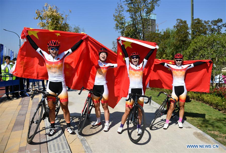 (SP)CHINA-WUHAN-7TH MILITARY WORLD GAMES-CYCLING ROAD-WOMEN'S TEAM ROAD RACE