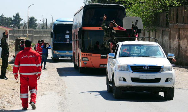 1,146 Islam Army militants leave Damascus' Eastern Ghouta to northern Syria