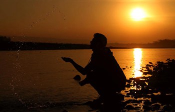 Last sunset of 2017 seen in Sauraha, Nepal