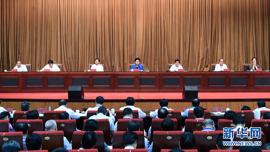 6月25日，全国民族团结进步创建经验交流现场会在内蒙古兴安盟召开，中共中央政治局委员、国务院副总理刘延东出席会议并讲话。 新华社记者 陈晔华 摄