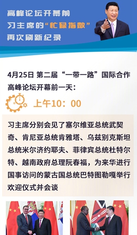 高峰论坛开幕前，习主席的“忙碌指数”再次刷新纪录